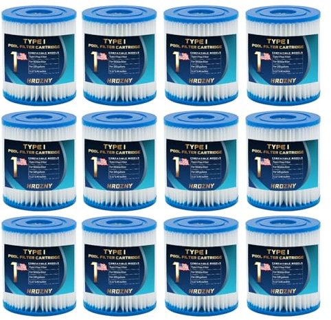 Hrozny Lot de 12 cartouches filtrantes de piscine de type I, taille 1 pour 58093, pour pompes de filtration Summer Waves 300/330 gall/h
