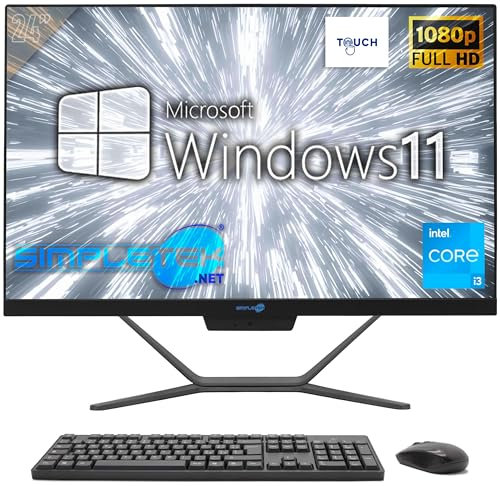SIMPLETEK - Computer All in One Touch Screen 24 FHD | Core i3 | 8GB RAM | SSD 240GB | Windows 11 Pro | Webcam 2K Integrata | HDMI, WiFi 5 e BT 4.2