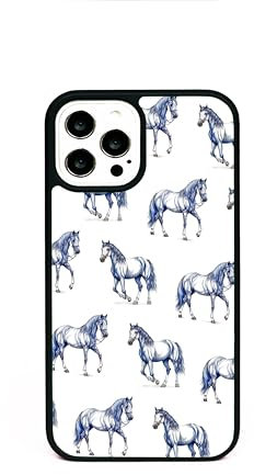 Horse Pattern Blue Horses Phone Case/Cover Compatible with iPhone SE 3 (2022) Rubber