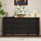 Caldion 150cm Breit Kommode mit 9 Schubladen Moderne Sideboard mit Gold Metall Griffe,Holzbeine für Wohnzimmer,Schlafzimmer Schwarz