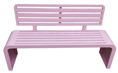 Gartenbank Wetterfest Sale, Gartenbank Metall Wetterfest für Garten, Vorgarten Stadt Dorf Gemeinde mit Rückenlehne & Armlehne, Eisenbank für 3 Sitzer (Color : Pink, Size : 120cm)