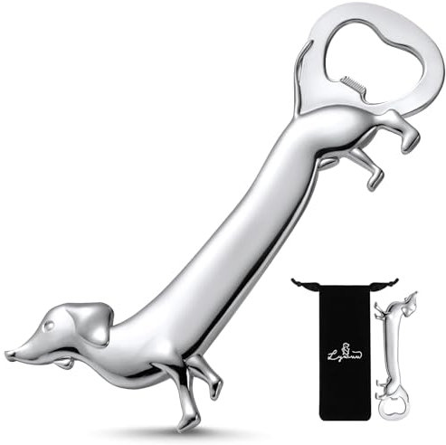 Dackel-Flaschenöffner, Bieröffner, Dackel-Geschenke, Würstchen-Geschenk, lustig, niedlich, Wiener-Hund, Doxie-Geschenke, Silber