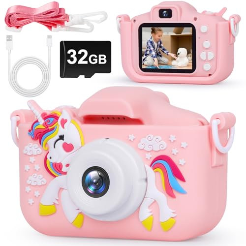 Kinderkamera mit Video Funktion, Mädchen Geschenke/Pferd Spielzeug Kamera / 1080p Hd Pixel + 32GB Karte, Geschenke für 3 4 5 6 7 8 Jahre Jungen und Mädchen, Kinder für Geburtstag Geschenk Weihnachten