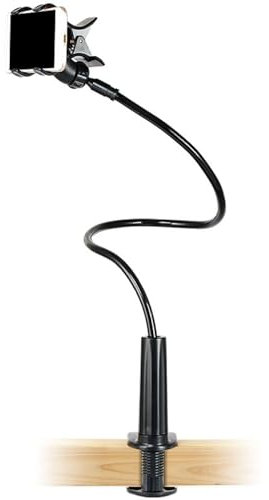 Porte-téléphonie pour lit, 25,6 pouces support de téléphone réglable avec pince, support de téléphone universel, Clip de serrage de téléphone long et flexible à bras long pour le lit à domicile, voit