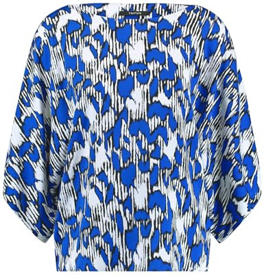Taifun Damen Oversized-Blusenshirt mit Fledermausärmeln Fledermausärmel, halber Arm Gemustert Aegean Gemustert 44