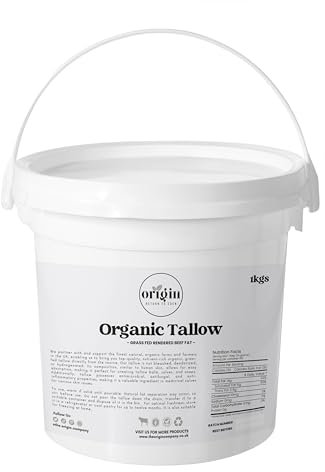 Grass Fed Beef Tallow | Beef Dripping, Lard, Suet, Beef Fat for Cooking | Keto, Paleo, Carnivore Friendly | Rendered Organic Beef Tallow for Skin | Food & Skin Grade | British Farms | 1kg Tub