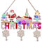 KEELYY Decorazione da appendere in legno con scritta natalizia e catena luminosa a LED, targa in legno per porta, finestra, parete o albero di Natale, Babbo Natale