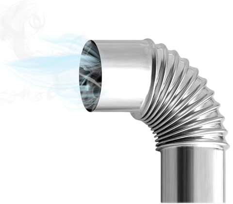 Tubo de estufa de 90 codo de 60 mm de diámetro, tubo de chimenea de acero inoxidable, extensión de chimenea resistente al calor, tubo de extensión de estufa de camping para estufa de leña, tubo de