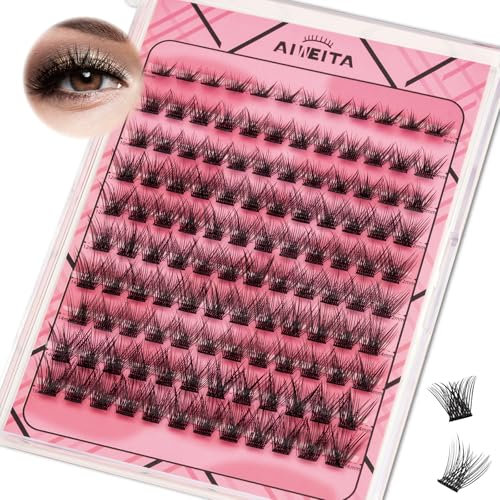 AIWEITA Wimpern Cluster 120 Stück DIY Einzeln Cluster Lashes D Curl Extensions für Anfänger - Flauschige Individuelle Lashes Volumen Künstliche（8-16mm, Fischschwanz）