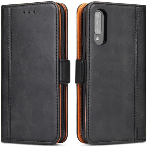 Handyhülle für Samsung Galaxy A50/ A30s, Leder Handytasche Kartenfach Klappständer Magnetisch Lederhülle für Samsung Galaxy A50/ A30s Hülle, Schwarz
