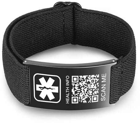 Theluckytag Verbessertes medizinisches Armband für Männer und Frauen mit QR-Code, medizinische Notfall-ID-Armbänder – Titan-Stahl-Armband passt Handgelenken von 20,3 - 25,4 cm – mehr Platz,