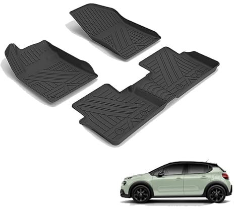 Auto Fußmatten für Citroen C6 2017-2023,Personalisierte TPE Komplettset Autoteppich Gummimatten Antirutschmatte Auto Schmutzfangmatte Allwetter Schutz Vor Verschmutzung Autozubehör