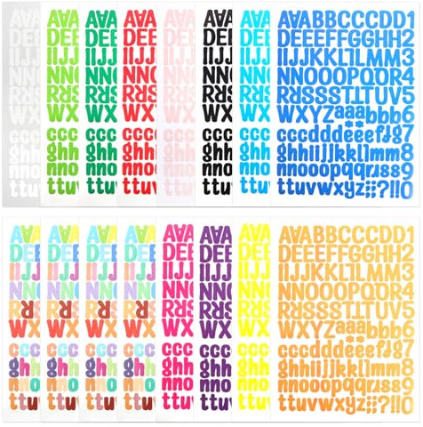 IETWATE 16 Blatt Buchstaben Aufkleber, Vinyl Klebebuchstaben, Wasserfester Buchstaben Sticker für Kinder, Buchstaben zum Aufkleben für DIY Basteln Postfach Scrapbooking grußkarten Dekoration