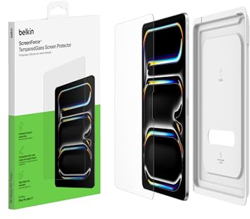 Belkin ScreenForce TemperedGlass Screen Protector for Apple iPad Pro 11 7th Generation, Thin, Extra Durable, Scratch-Resistant w/Easy Installation, Compatible w/Case & Apple Pencil