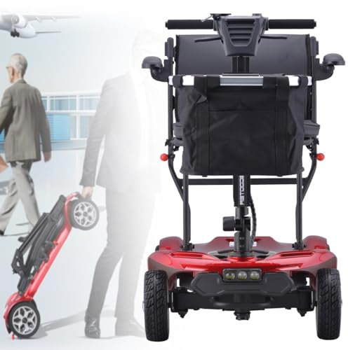 HZWJD Folding Mobility Scooter,4 Wheeled Electric Mobility Scooters,Portable Mobility Scooter,Lightweight Mobility Scooter,Removable Lightweight Battery,For Adults Elderly Disabled 8AH