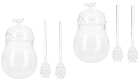 Generico 2 Set Vaso Di Pacchetti Caramella Automatico Favo Pentola Vasetti Di Cucchiaio Di Barattoli Di Con Mestolo Mini Vasi Di Bicchiere Riutilizzabile