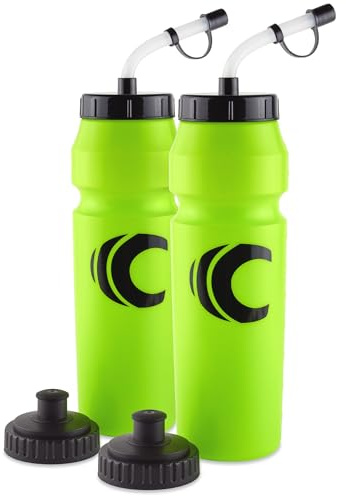 Cannon Sports 1 Liter Sports Water Bottle, BPA-Free, 34 Oz Capacity, Large Mouth, 2 lids (Straw and Squeeze), Great For Helmet Sports Such As Hockey, Lacrosse, Football, Boxing (Lime Green)