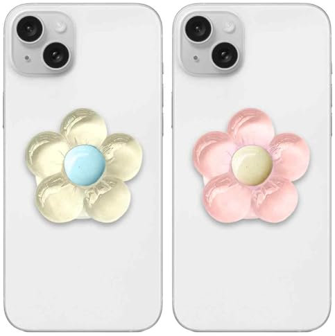 2 Stück Handy Griffhalter Einziehbarer Kristall Glas Blume Griff Magnet mit Kompatibel Mobiltelefon Ausziehbarer Sockel Stand für Smartphones