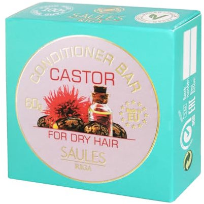 Naturkosmetik Fester Conditioner Bar 60g - ohne Silikone, SLS & Paraben - für alle haartypen, Natürlich Haar Spülung mit Schibutter, Rizinusöl, Kakaobutter und Arganöl - Zertifizierte (Rizinusöl)