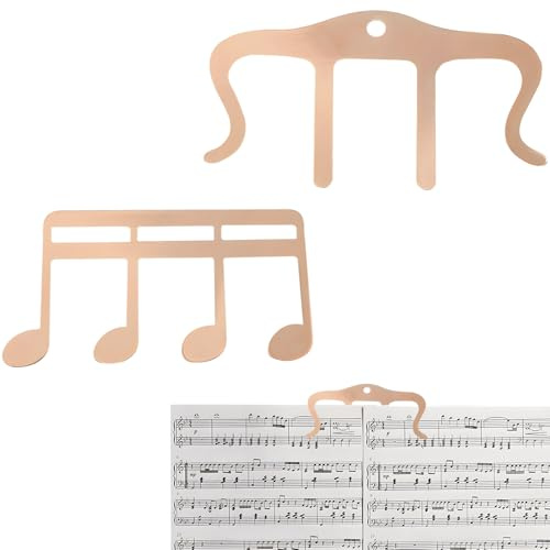 HOMMDECO Piano Book Sheet Music Folder 2 PCS Metal Note & M Shape Holder Book Snack Bag Page Marker Holder for Keyboard Piano Guitar Sheet Music Accessories