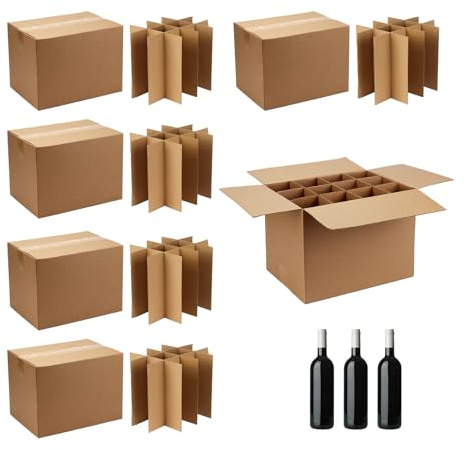 DIICCYO - 16x12x12 inch moving box with cardboard divider kits, 6 sets glass packaging boxes for shipping boxes, moving supplies for moving glassware dishes, wine