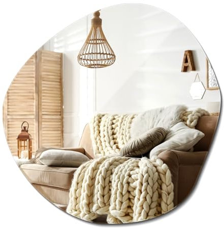 Wallfluent Miroir Cosmétique 76,6x77,3 cm Design Artistique Ondulé pour Salle de Bain, Chambre, Couloir ou Cuisine Forme Unique Irrégulière Non Encadré avec Kit de Montage