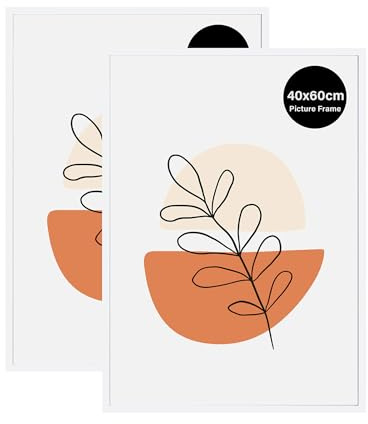 KAIWIN 2 Pack Bilderrahmen 40x60 cm, Weiß Rahmen 40x60, Holz Fotorahmen zum Aufhängen, Posterrahmen Benutzt für Fotos, Bilder, Poster, Puzzles