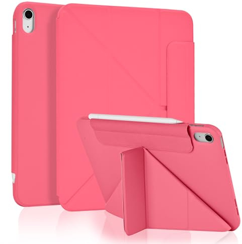 Koze Hülle Origami für iPad A16 11. Generation 2025 11 / iPad 10 Generation 10,9 Zoll 2022 mit Magnetverschluss, Faltbar Schutzhülle mit Stifthalter, Weiche TPU Stoßfeste Rückseite Rot