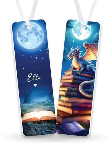 LAUBLUST Personalisiertes Lesezeichen aus Acrylglas | Buchzeichen für Erwachsene & Kinder mit Name - Geschenk für Bücherliebhaber | Fantasy - Geschenk für Familie, Freunde, Kollegen zum Geburtstag