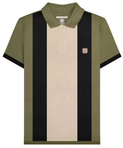 Lambretta Mens Vintage Short Sleeve Polo Shirt (UK, Alpha, L, Regular, Regular, Khaki)