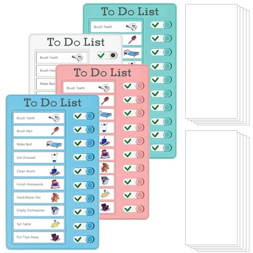 noviatrix 4 Stück To Do List Checklist Board, Tragbares, Abnehmbares Tafel Chore Chart, 20 × 12 Cm Zeitplan Lernplanung Erinnerung mit 10 Leeren Planungsblättern