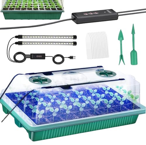Genérico Kit de Germinación - con Cúpula de Humedad y Luz de Cultivo | Bandeja de Cultivo para Propagación de Plantas Jardín,para Jardín Oficina Hogar Patio y Propagación