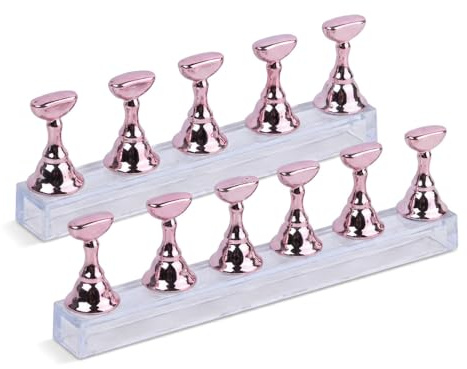 FooYee 2 Sets Nail Stand Display, Magnetic Nail Tips Practice Holder | Acrylic Tip Display Stand, Fake Holder for Painting Magnetic Practice Kit DIY Art Accessories for Press On