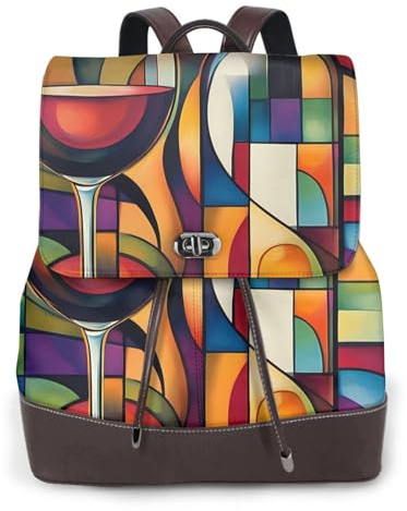 Sac à dos de voyage tendance pour femme avec peinture abstraite - Sac à dos décontracté en cuir imprimé pour le travail