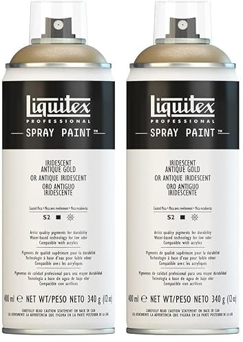 Liquitex 4450237 - Vernice Spray Professionale A Base D'acqua, Oro Antico Iridescente, 400 ml, 1 Pezzo (Confezione da 2)