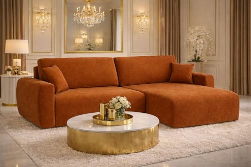 Kaiser Möbel Ecksofa mit Schlaffunktion und Bettkasten Ariel L – L-Form, Veloursstoff Salvador, Schlafsofa mit Liegefläche 200x140 cm, Modernes Wohnzimmersofa (Veluros-Salvador, Braun, Rechts)
