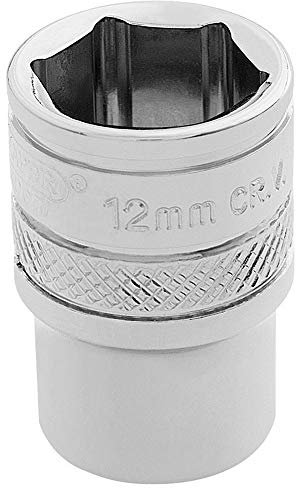 Draper 32569 1/4 Square Drive Polished Chrome Metric Socket, 12 mm Size, Blue