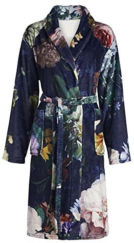 ESSENZA Bademantel Fleur Nightblue, L - 100% Polyester - Blumen Pfingstrosen Tulpen