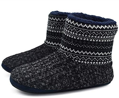 KuaiLu Pantofole Stivaletto Uomo Invernali Chiuse Babbucce Memory Foam Alte Pantofole Stivali Inter Casa Comode Calde Pelose Ciabatte Stivaletti Peluche Lana Cotta Slippers Antiscivolo nero Bianco 48