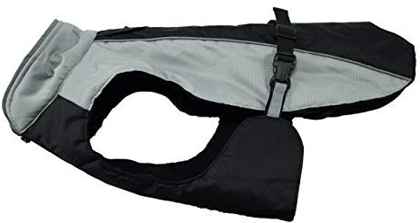 Jeggo Hundemantel Bulldogge und Mops Wintermantel Wasserdicht Allwetter Regen Jacke Hunde Weste (BUMO-5, Schwarz/Grau)