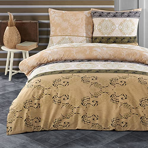 Buymax® Bettwäsche 155x220 100% Baumwolle 4-Teilig Bettbezug - Bettwäsche-Sets 155 x 220cm mit 2 mal Kissenbezüge 80x80cm, ÖKO-TEX Renforcé-Bettdeckenbezüge Set mit Reißverschluss