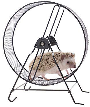 AZXAZ Haustier Laufrad Hamster Laufrad Metall Silent Spinner Spielzeug mit Ständer für Kleintier Rattenmäuse Rennmäuse Zwerghamster (Schwarz)
