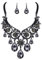 Clearine Damen Schmuckset Tribal Ethnic Kristall Chunky Erklärung Halskette baumeln Ohrringe Grau Schwarz-Ton