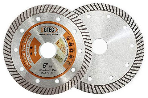 BGTEC Diamant-Fliesen-Trennscheibe - 125mm Superdünne Turbo Rim Beton Porzellan Trennscheibe mit 22.23mm Bohrung zum Schneiden von Porzellan Fliesen Keramik Granit Marmor Hartstoff Trennscheibe,2 Stk