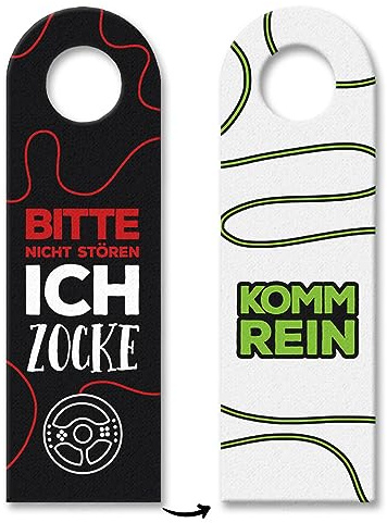 Nicht stören, ich zocke oder Komm rein Türhänger mit Lenkrad Motiv Zocker Gamer