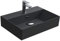 Aqua Bagno | Eckiges Design Waschbecken mit dünnem Rand, Trendfarbe schwarz matt, hochwertige Keramik | 60 x 42 cm