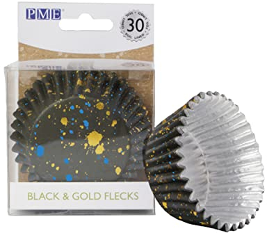 PME Cupcake Cases Foil Lined, Black & Gold Flecks (Pack of 30)