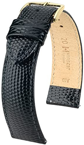 HIRSCH Uhren-Band Rainbow M - modisches Premium-Lederband für Deine Armbanduhr - Schwarz - 18 mm