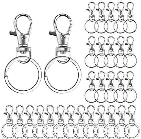 60 Pcs Keyring Rings Key Ring Hoops, Metal Key Ring Clips Swivel Lobster Clasps Key Chain Lobster Clips for Hanging Crafts Jewellery Making(30 Pcs Key Rings with 30 Pcs Keychain Hooks)