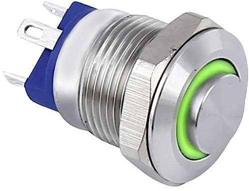 TRU COMPONENTS TC-9219004 Druckschalter, 48 V/AC 2 A, 1 x Aus/(On) mit Rückruf, grün, IP67, 1 Stück